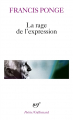 Couverture La rage de l'expression Editions Gallimard  (Poésie) 2023