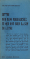 Couverture Lettre aux gens malheureux et qui ont bien raison de l'être Editions Éric Losfeld 1972
