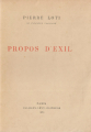 Couverture Propos d'exil Editions Calmann-Lévy 1928