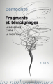 Couverture Fragments et témoignages : Les atomes, l’âme, le bonheur Editions Vrin 2020