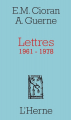Couverture Lettres 1961-1978 Editions de L'Herne 2011
