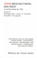 Couverture Mieux vaut moins, mais mieux et autres textes de 1923 Editions de l'éclat 2014