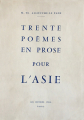Couverture Trente poèmes en prose pour l'Asie Editions Véga 1960