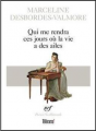 Couverture Qui me rendra ces jours où la vie a des ailes Editions Gallimard  (Poésie) 2013