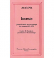 Couverture Inceste (Journal inédit et non-expurgé des années 1932-1934) Editions Stock 1995