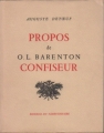 Couverture Propos de O.L. Barenton, confiseur Editions du Tambourinaire 1960