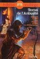 Couverture Textes de l'Antiquité Editions Hachette (Biblio collège) 2012