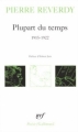 Couverture Plupart du temps 1915-1922 Editions Gallimard  (Poésie) 1998