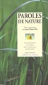 Couverture Paroles de nature Editions Albin Michel (Carnets de sagesse) 1995