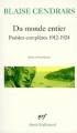 Couverture Du monde entier : Poésies complètes 1912-1924 Editions Gallimard  (Poésie) 1993