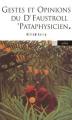 Couverture Gestes et opinions du Docteur Faustroll, 'pataphysicien Editions Arléa 2007
