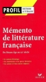 Couverture Mémento de littérature française Editions Hatier (Profil) 2005